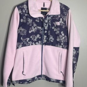 The north face pink and grey floral fleece sz M GUC